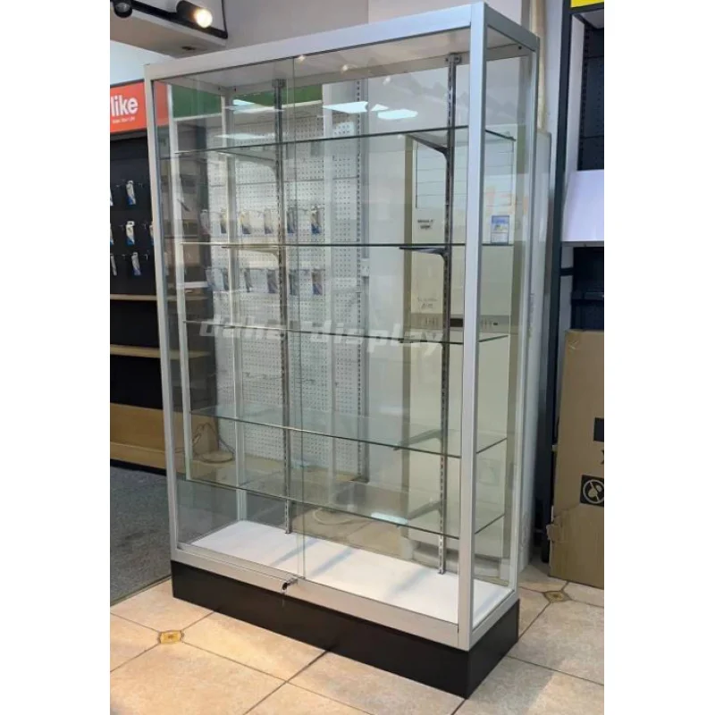 Custom. boutique display cabinet full display showcase glass cabinet display with LED light show for Smoke Shop