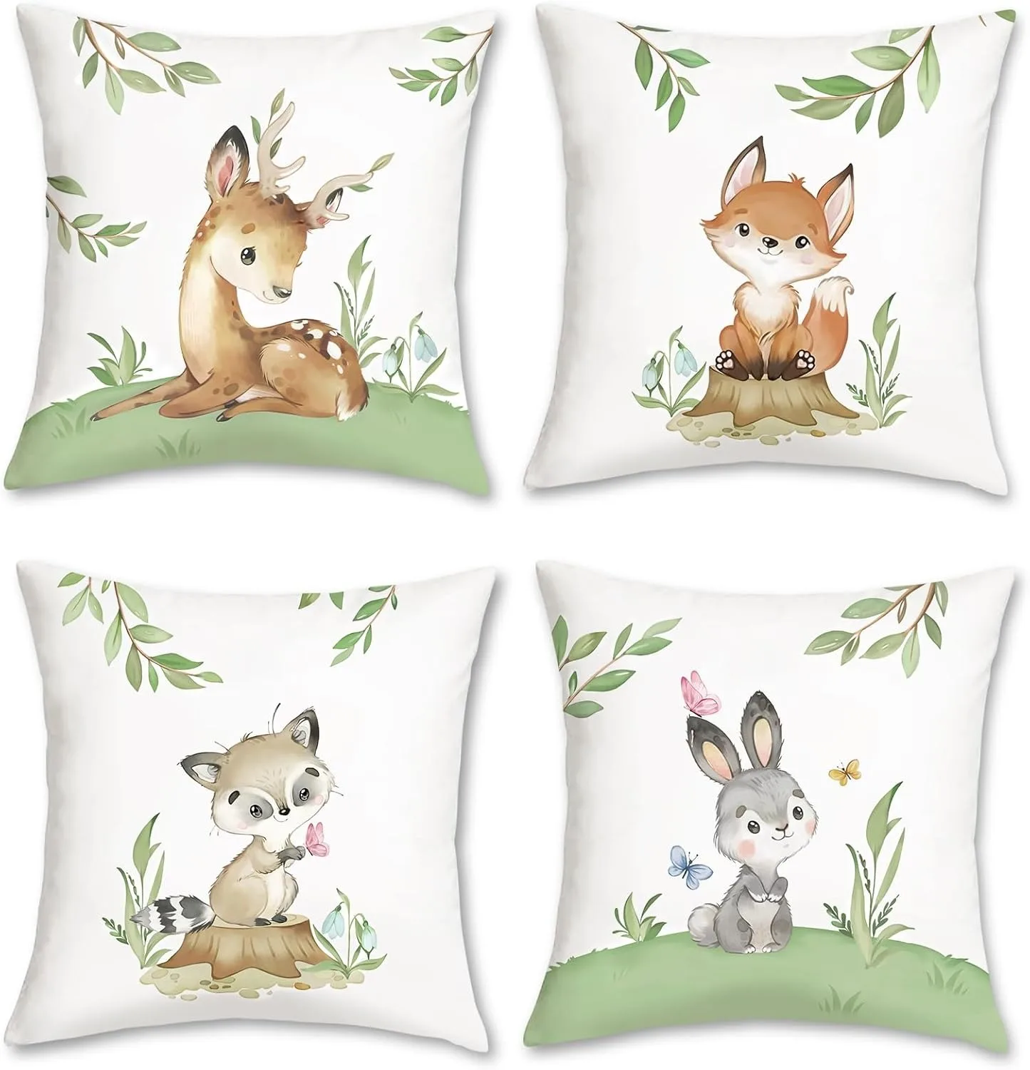 

Cute Forest Animal PillowcaseBedroom Living Room Sofa Home Decor Polyester Cushion Cover with Zipper