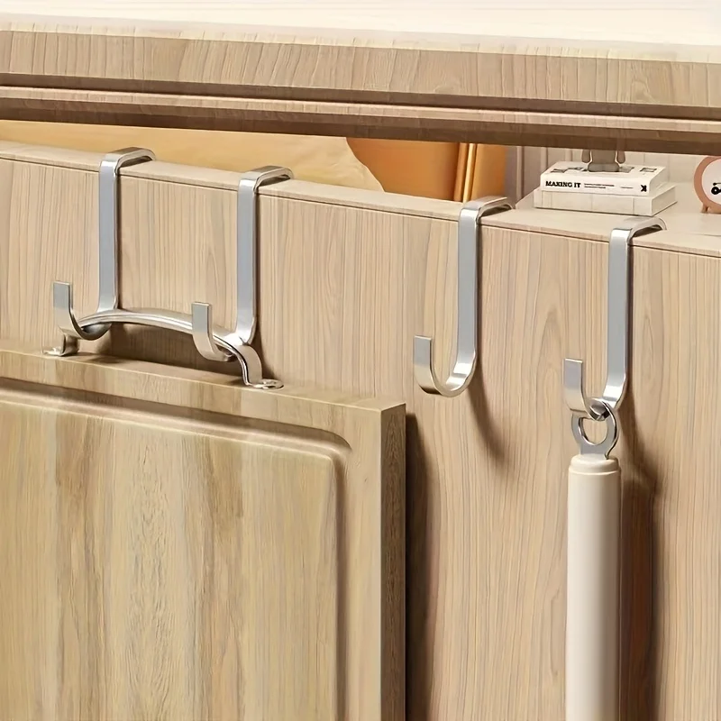 

1/4pcs Stainless Steel Double Hooks for Hanging on The Side of a Bed Cabinet,Suitable for Bathrooms,Kitchens,Hang Clothes,Towels