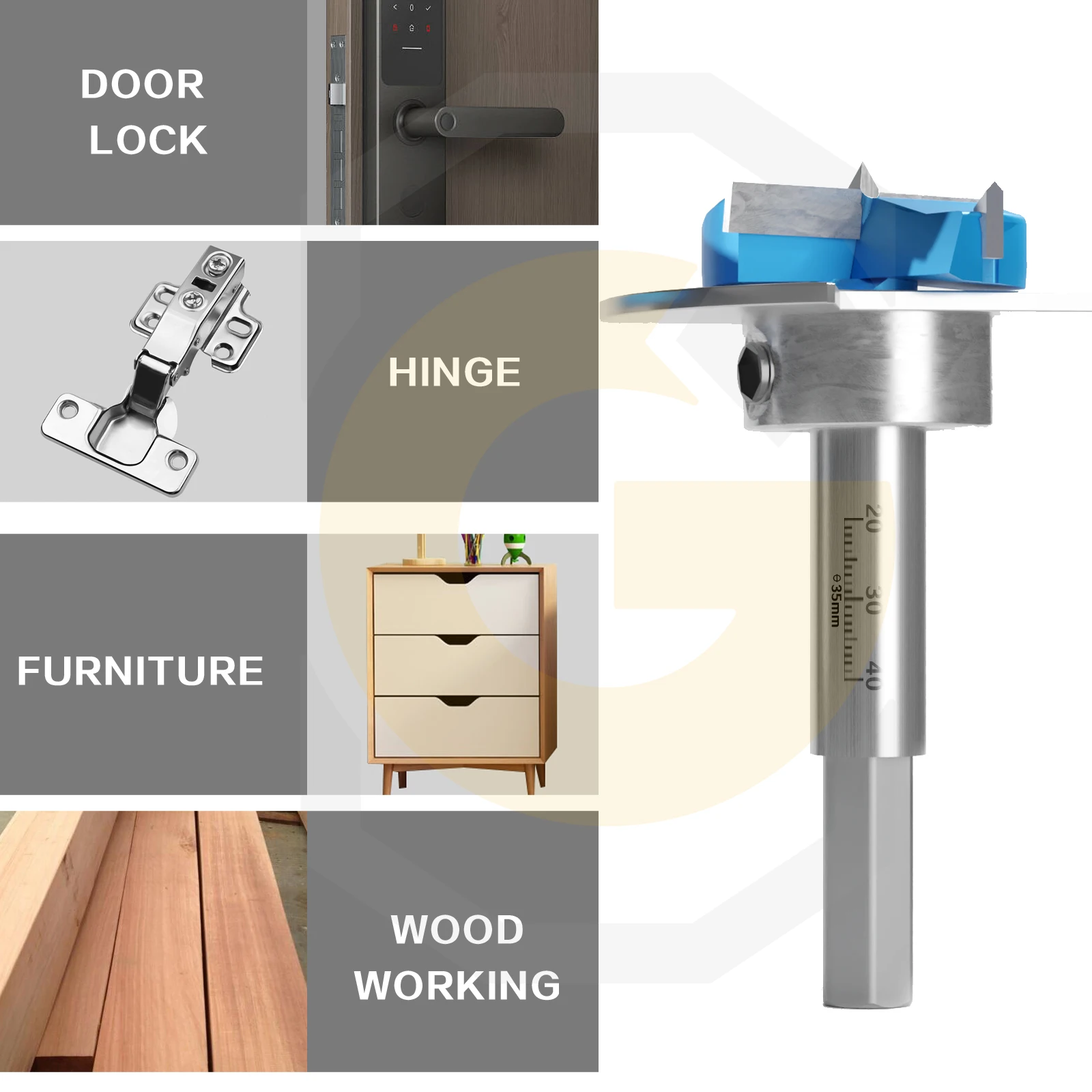 Blue-Color 15-35mm Boring Bit Wood Cutter Adjustable Carbide Drill Bit Drilling Tool Wooden Hole Opener