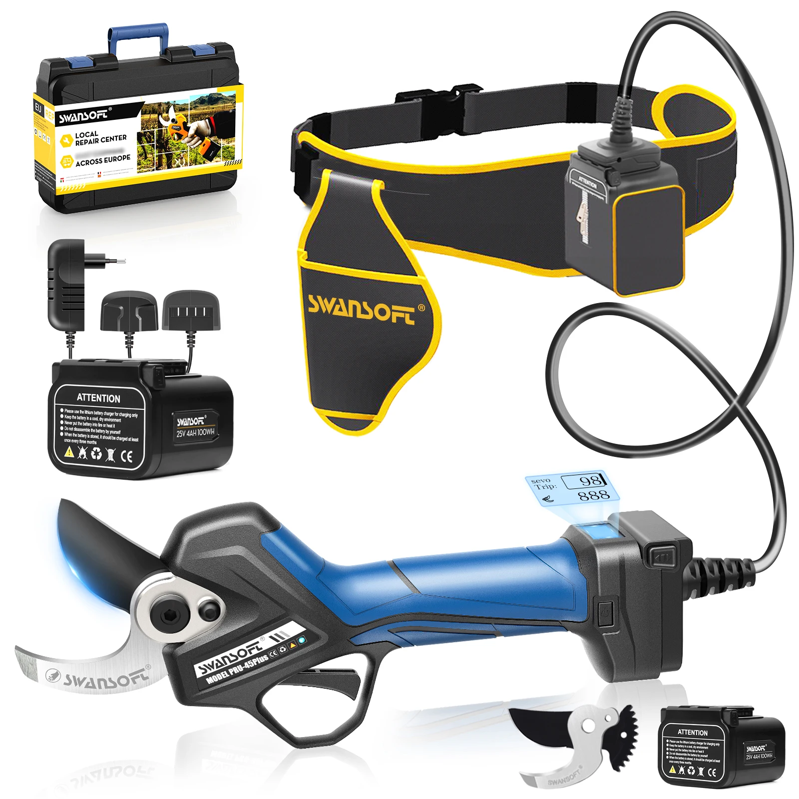 

PRU45 PLUS 25.2V Lithium Electric Pruning Shears 45mm High Branch Hedge Trimmer & Fruittree Scissors Electric Pruning Shear