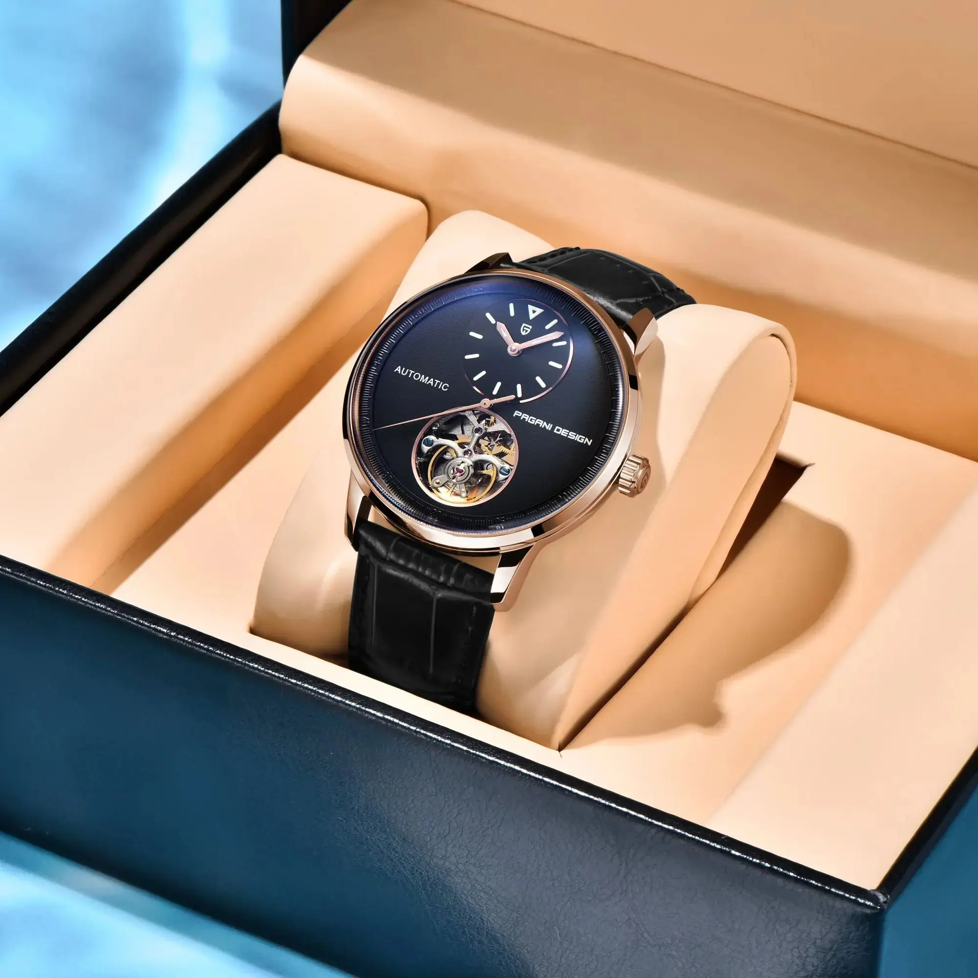 PAGANI DESIGN 2025 الأكثر مبيعاً ساعة ميكانيكية أوتوماتيكية للرجال نمط ركاب الأعمال مقاوم للماء حزام من الجلد مشبك فراشة #4