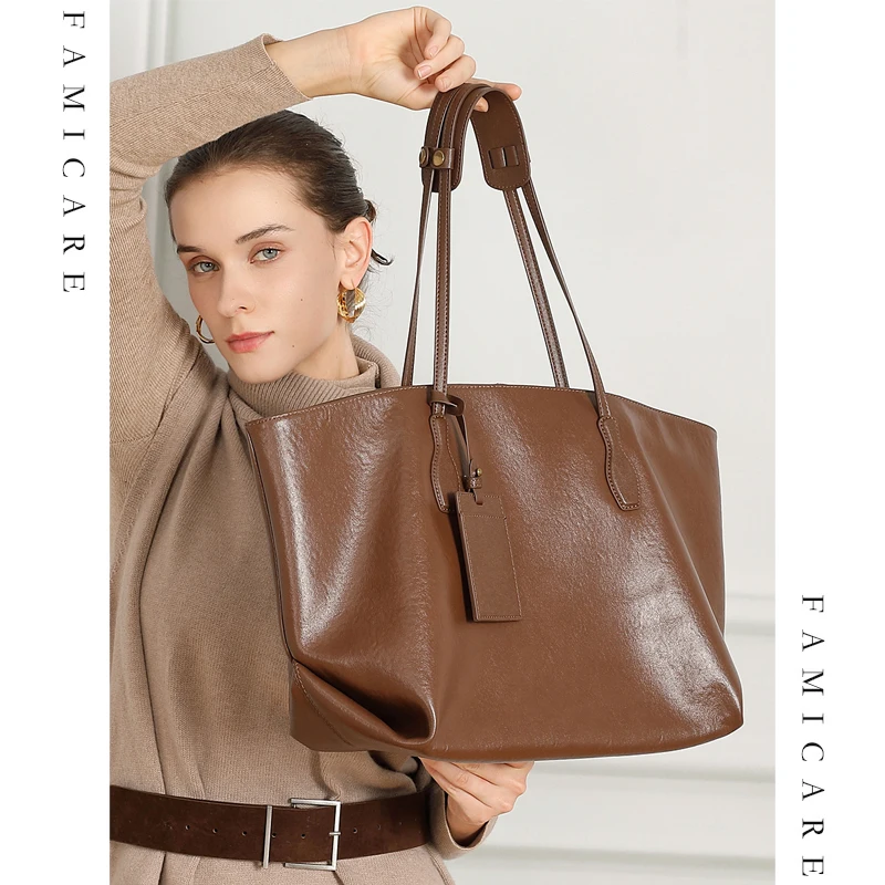 

Новинка 2025 года, вместительная большая сумка из натуральной кожи растительного дубления, уникальная сумка через плечо, женская дорожная сумка для покупок, сумка премиум-класса