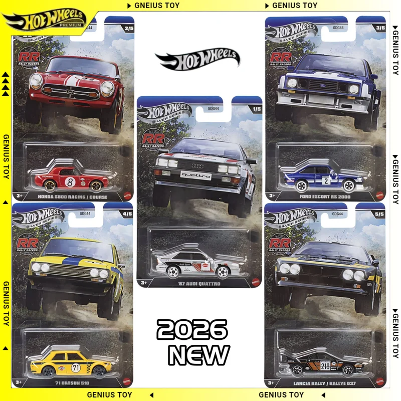 Hot Wheels Silver Series 2026 Rally Racers GDG44 Audi Honda Ford Datsun Lancia 1:64 vehículo de aleación fundido a presión juguete de regalo coleccionable