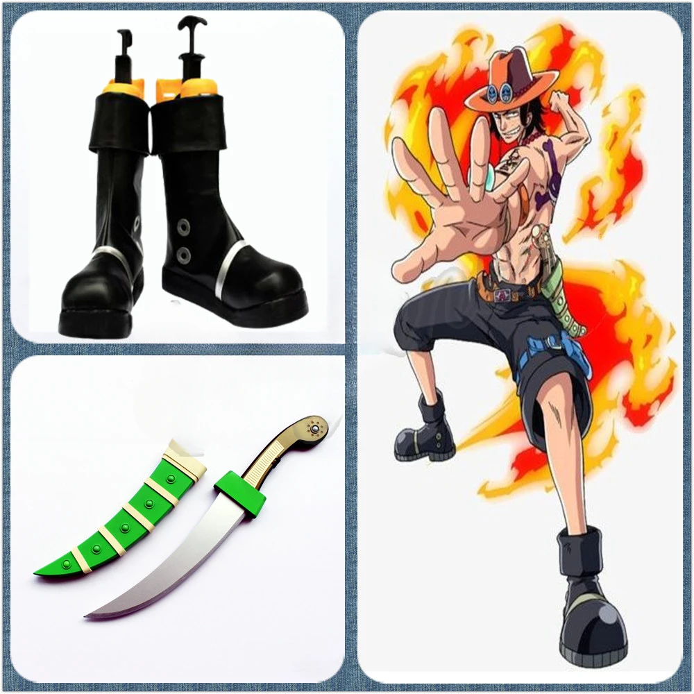 One piece Portgas D Ace Men Cosplay Shoes Boots Customized Size