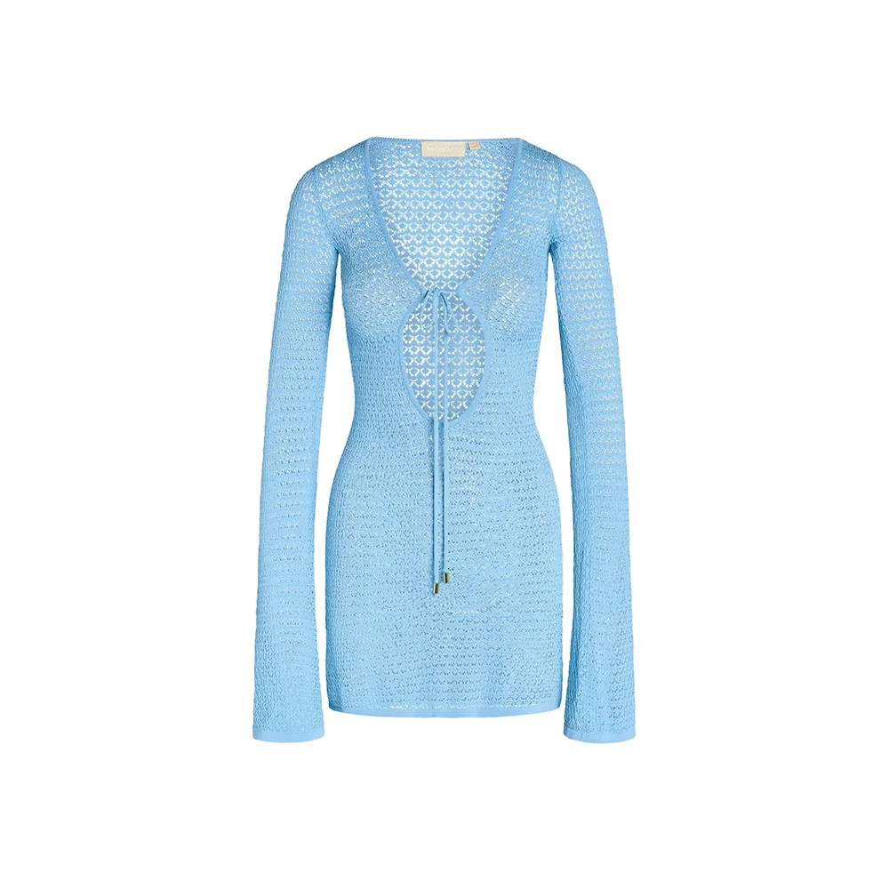 Para Praia Beach Dress 2025 Letnie dzianinowe koszule z długim rękawem Wydrążone stroje kąpielowe Seksowne stroje plażowe Stroje plażowe dla kobiet