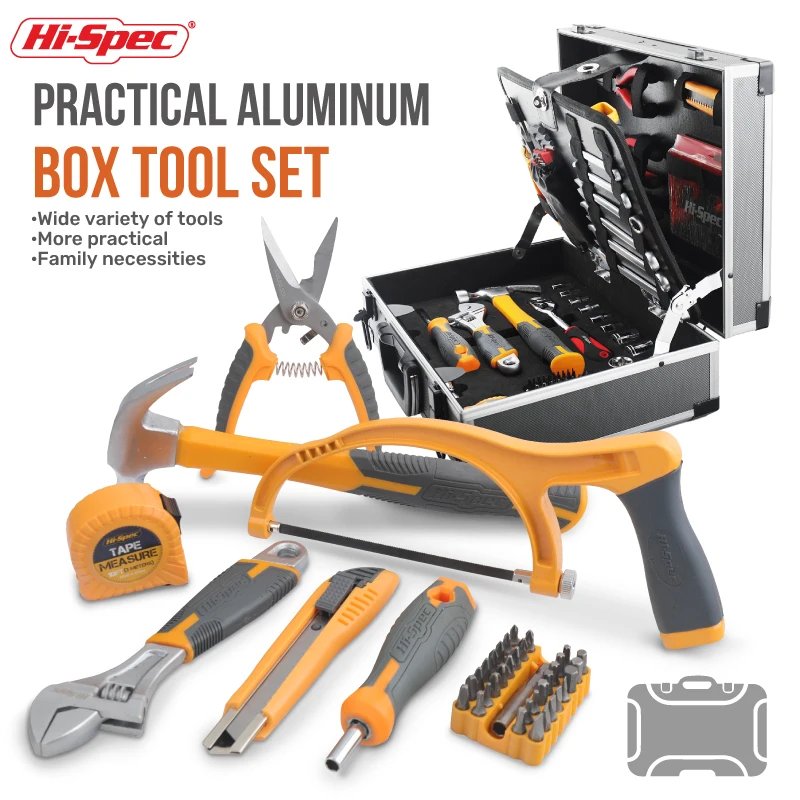 Hi-Spec Professional 91pcs Tools Set with Aluminum Case Socket Wrench Repair Tool set of High-grade CR-V General Hand Tools Set