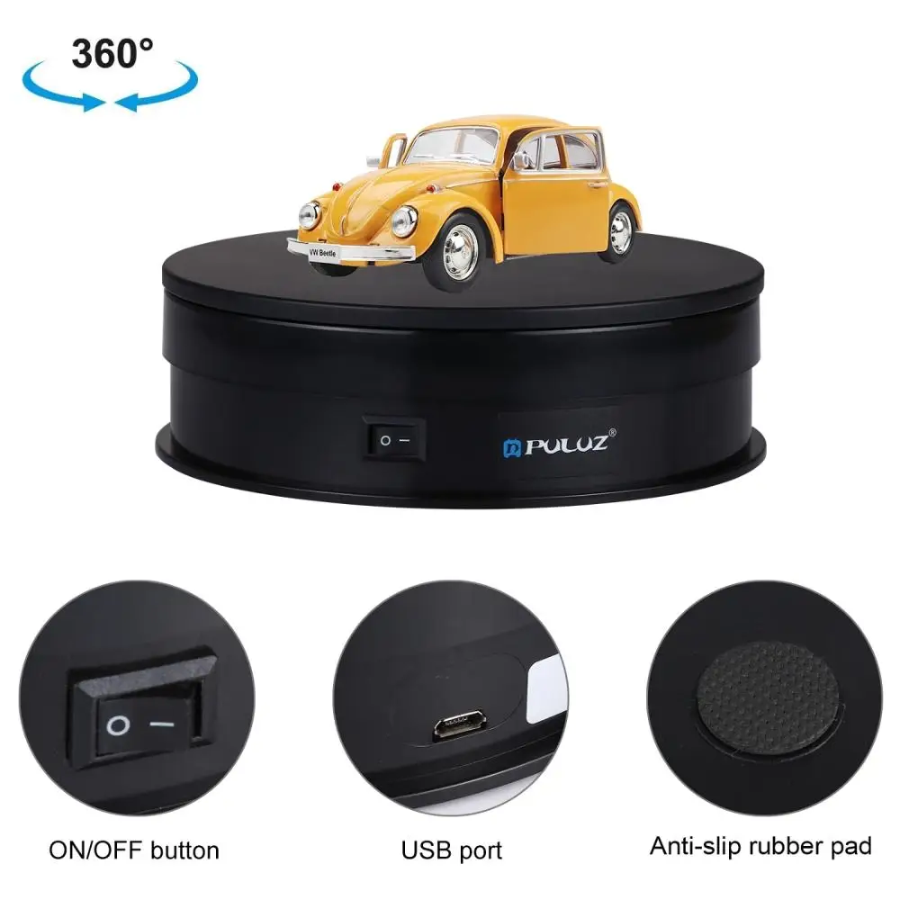 PULUZ 15/30CM USB Electric 360 Degree Rotating Turntable Display Stand Video Vlog Shooting Props Turntable for Photography