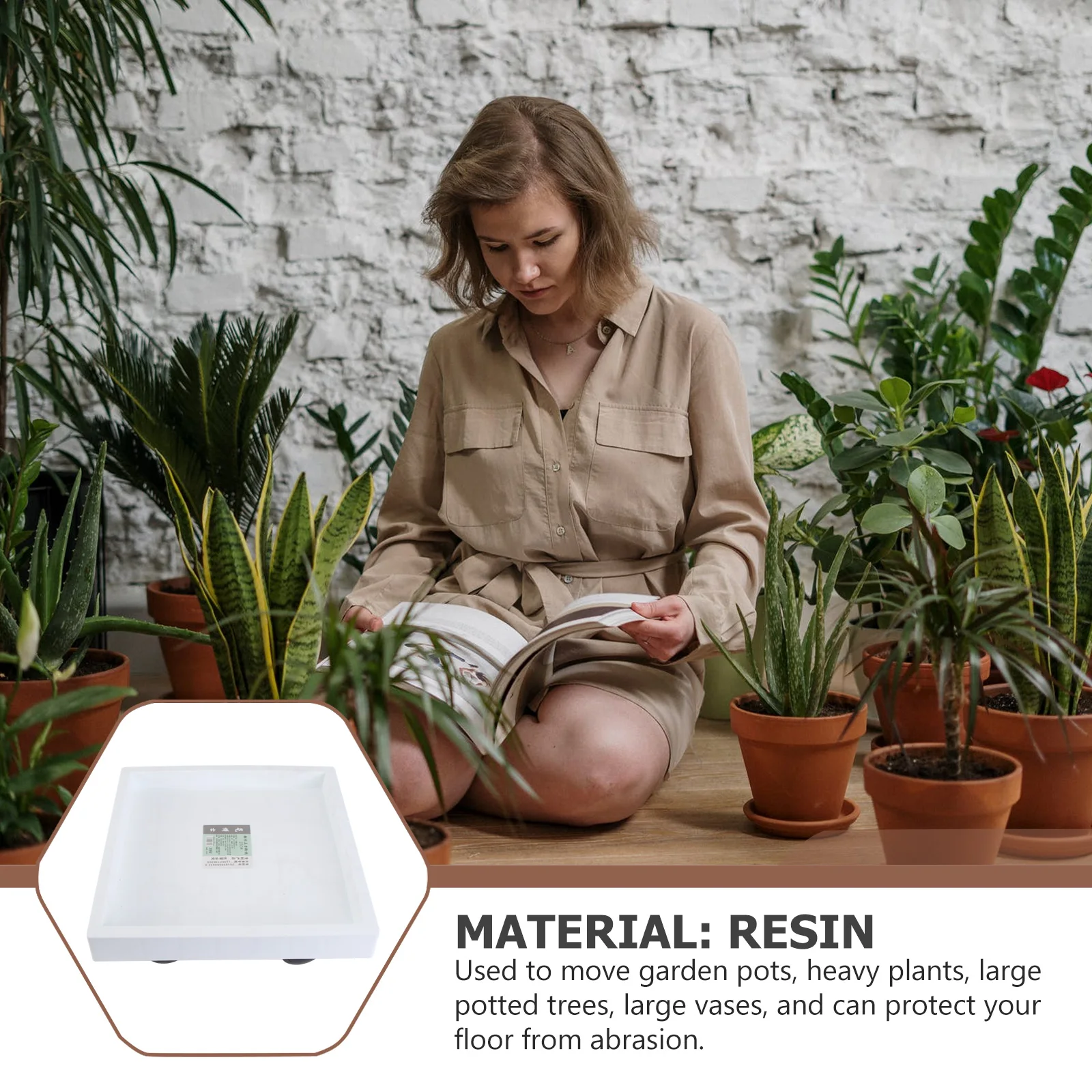 

Tempered Wheel Flower Pot Tray Plant Trays Mobile Flowerpot Potted Mover Dolly Movable Stand with Pp Resin Raw Material