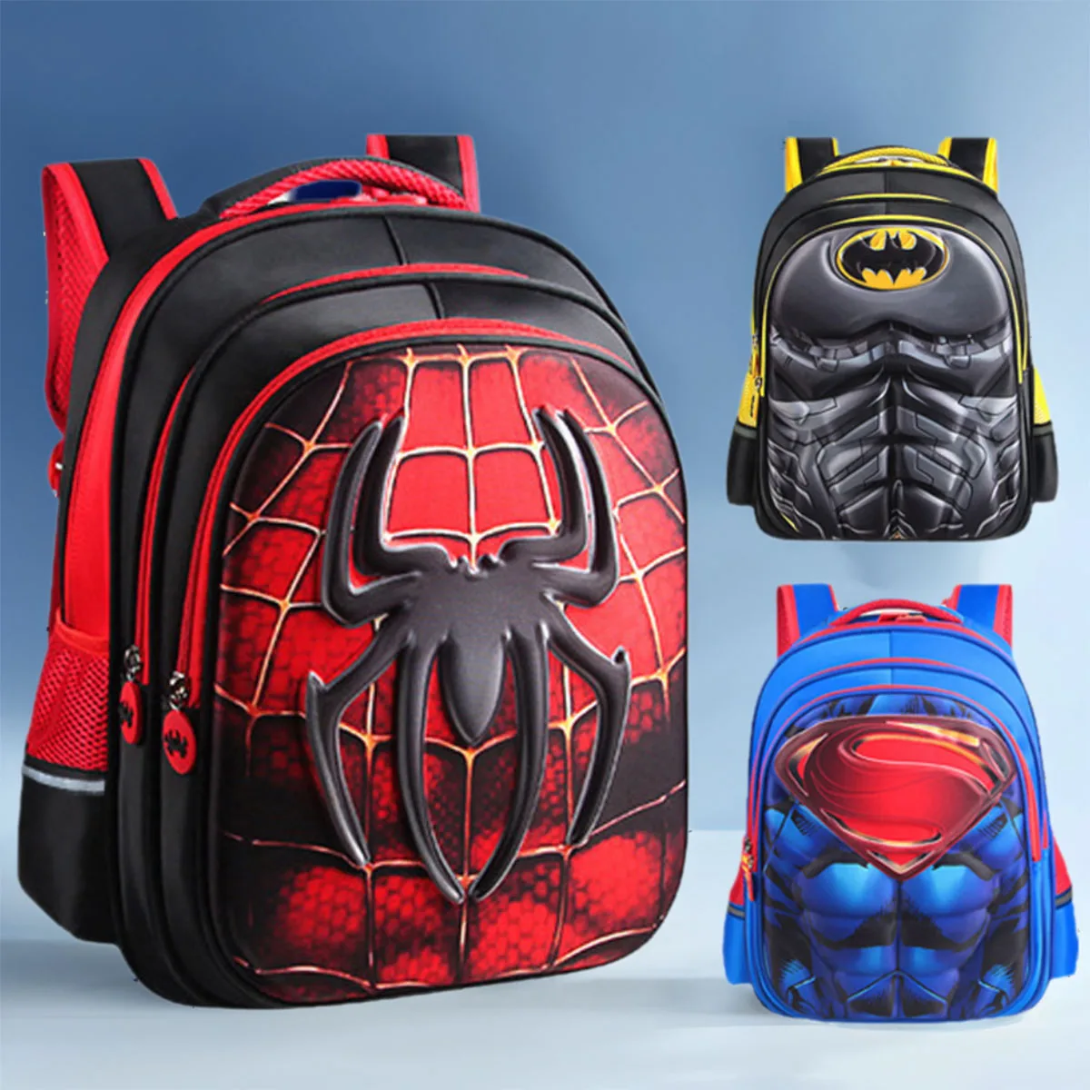 Marvel Comics Batman Spider-Man rucksack Cartoon superman Captain America knapsack Student backpack Children\'s bags schoolbag