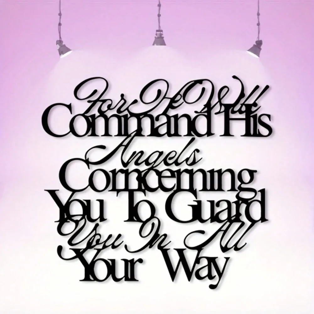 1PC Psalm 91 Metal Wall Art Christian Iron Scripture Sign Religious Prayer Room Home Decor