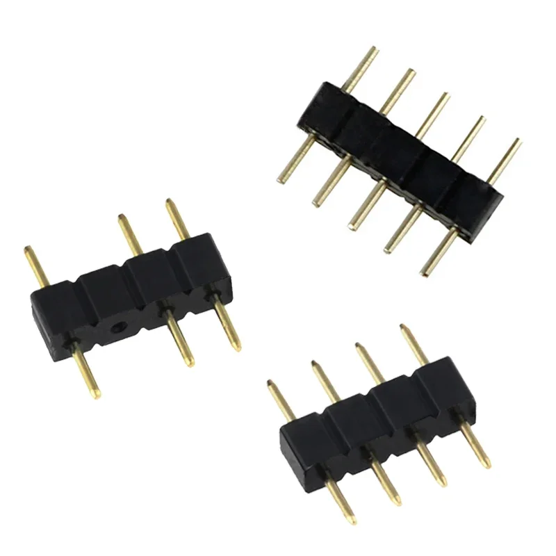 10-50PCS LED Connector Adapter 3Pin 4Pin 5Pin  Needle Male Type Double Connector For RGB 3528 5050 Led Strip Light