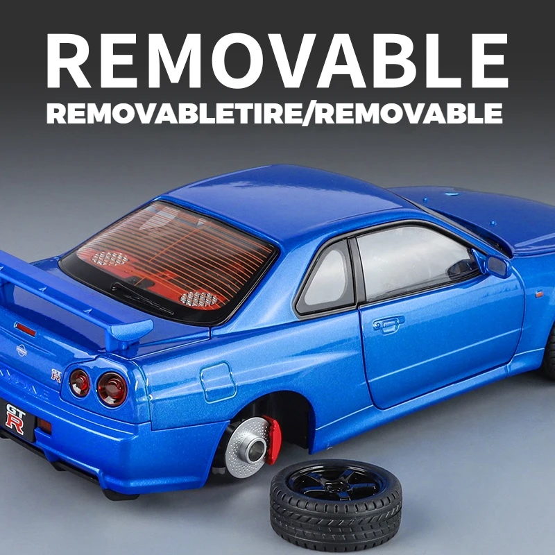 1:18 Nissan GTR R34 Skyline S15 LBWK Alloy Metal Diecast Car Model