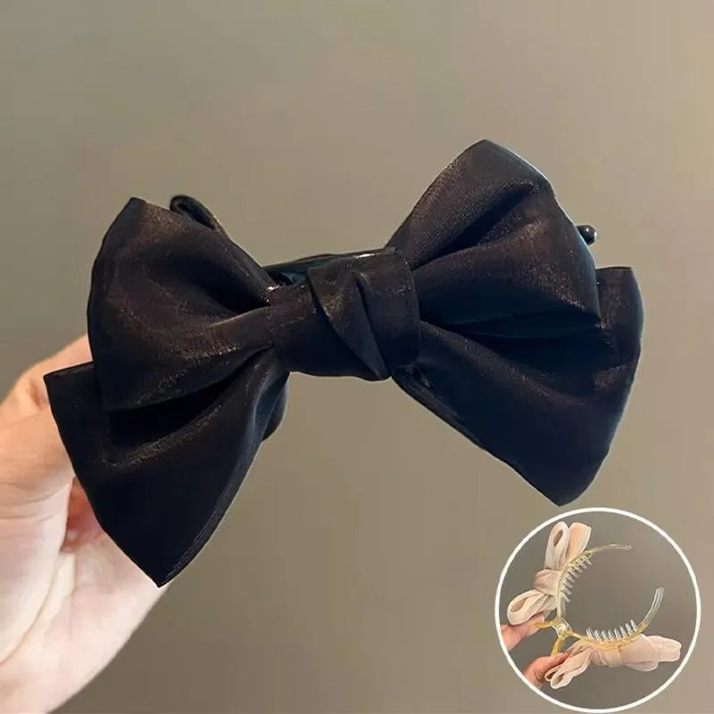 1/3 Stück einfarbige, glänzende Haarspange mit Schleife und Netz für Damen, elegante Haarspange für den täglichen Gebrauch, modisches Haaraccessoire für Mädchen. – Detail 5