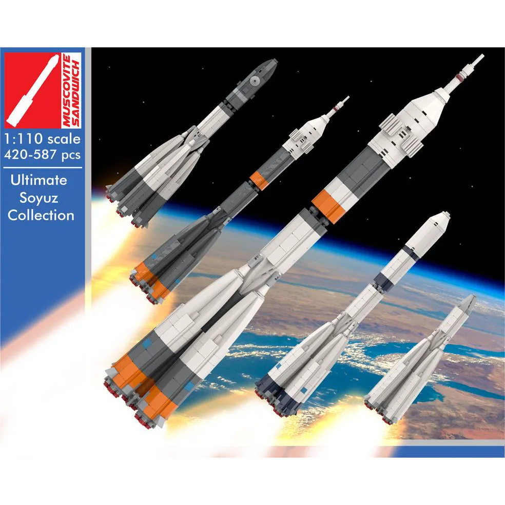 

MOC Ultimate Soyuz Rocket Collection 1:110 Scale Rocket Model Building Blocks Set Launch Vehicle Carrier Brick Assemble Toy Gift