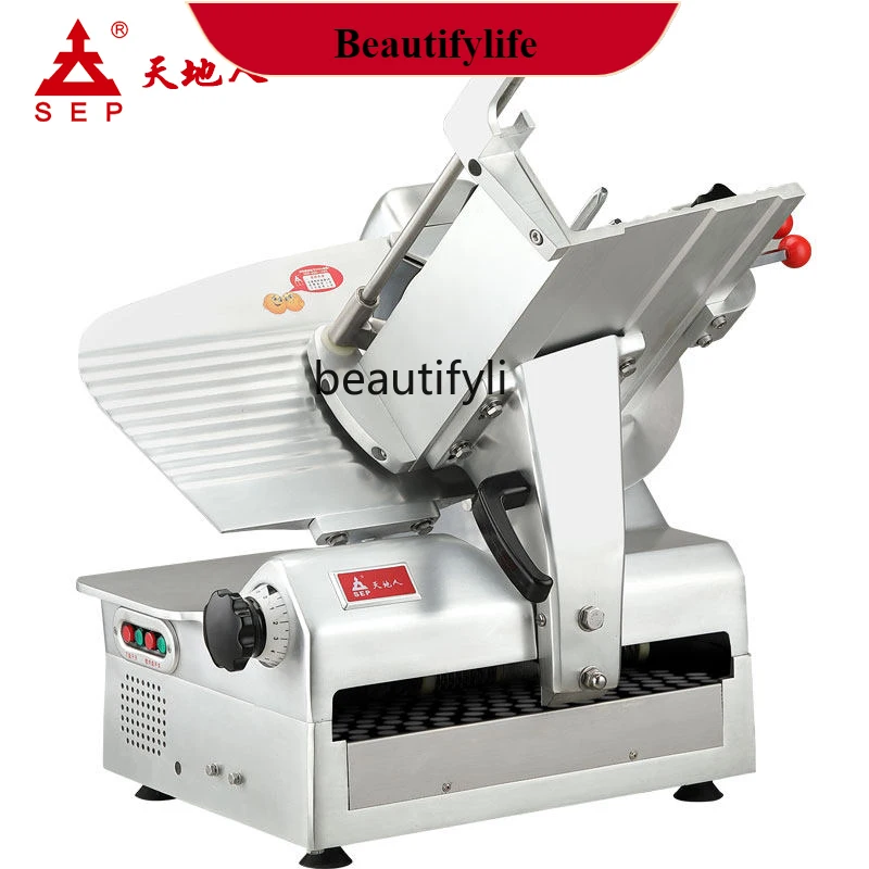 

E132 Commercial automatic 12-inch cutting frozen meat machine, beef and mutton hot pot cutting and rolling machine,frozen meat p