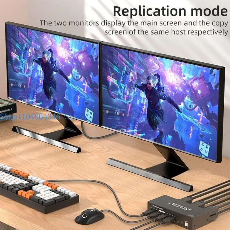 5asd Double Display HDTV Switcher Expand Replicate Mode 4 USB3.0 Port Metal Computer Switcher