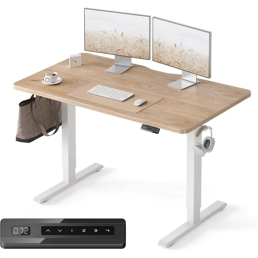 

Standing Desk, 48 × 24 Inches Electric Height Adjustable, Sit and Stand Up, Computer Office Desk with Splice Board, White