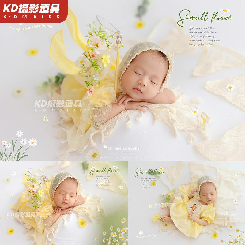 신생아 보름달 사진 아기 소품 봄 스튜디오 테마 세트 아기 백일 사진 의상 소품 예술 사진 신생아촬영