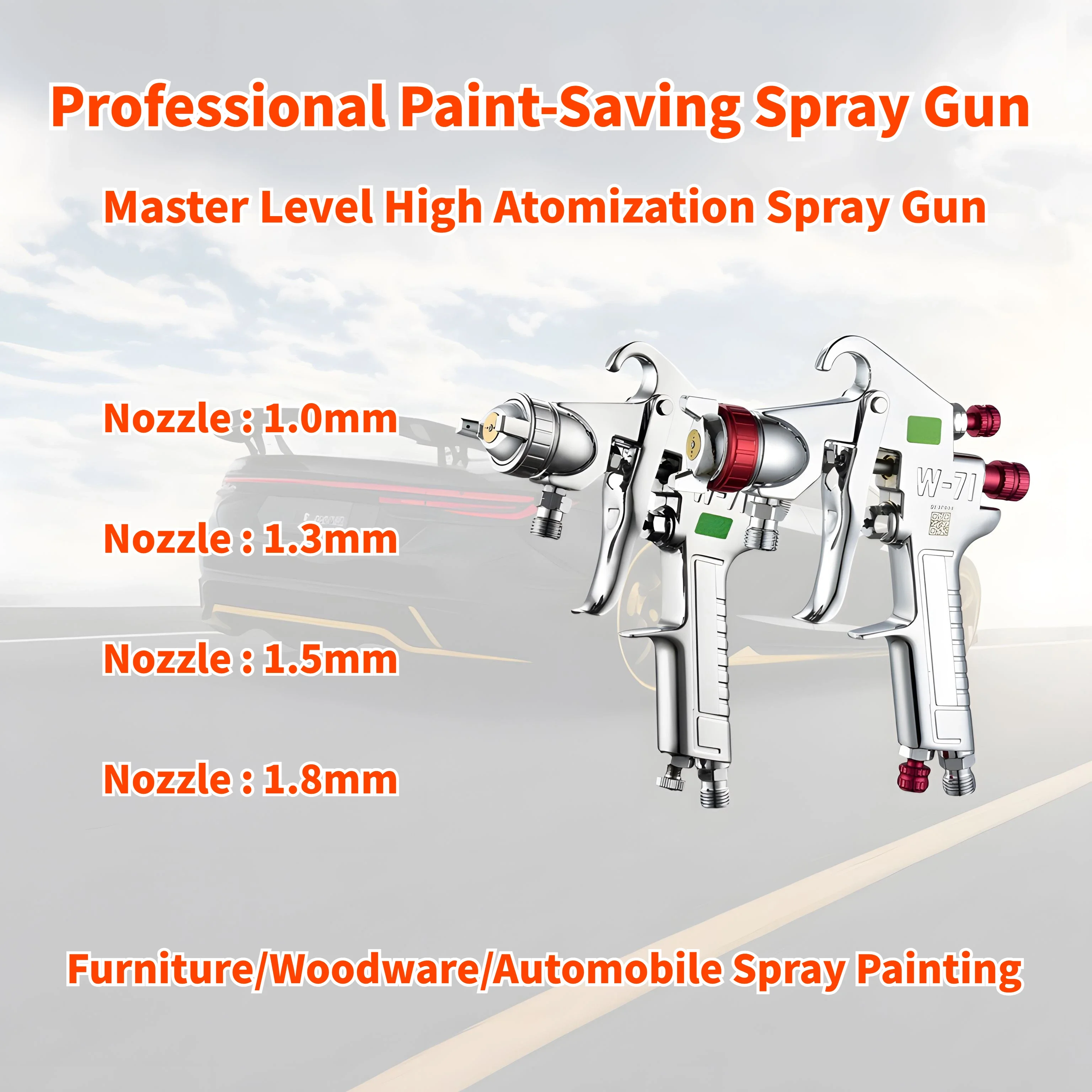 

1.0/1.3/1.5/1.8mm Spray Paint Gun, Car Finish, Furniture Paint, High Atomization, Professional Paint-saving Pneumatic Spray Gun.