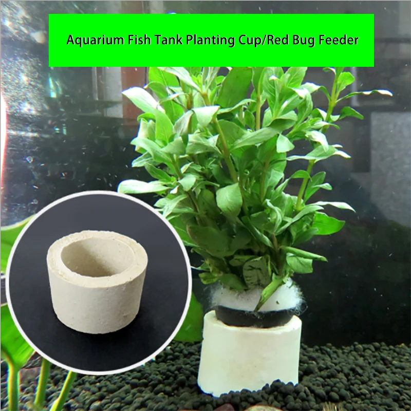 Aquarium Decorations Ceramic Ring Fish Tank Plant Fixing Pot Polka Water Plants Potted Planting Cylinder Cup Aquarium Ornaments