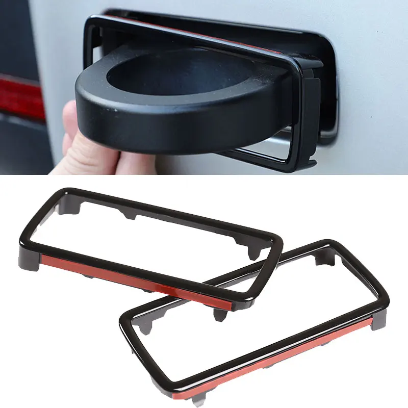 

For Land Rover Defender 90 110 130 2020 2021 2022 ABS Glossy Black 2pcs Car Trailer Hook Hole Frame Cover Protective Trim