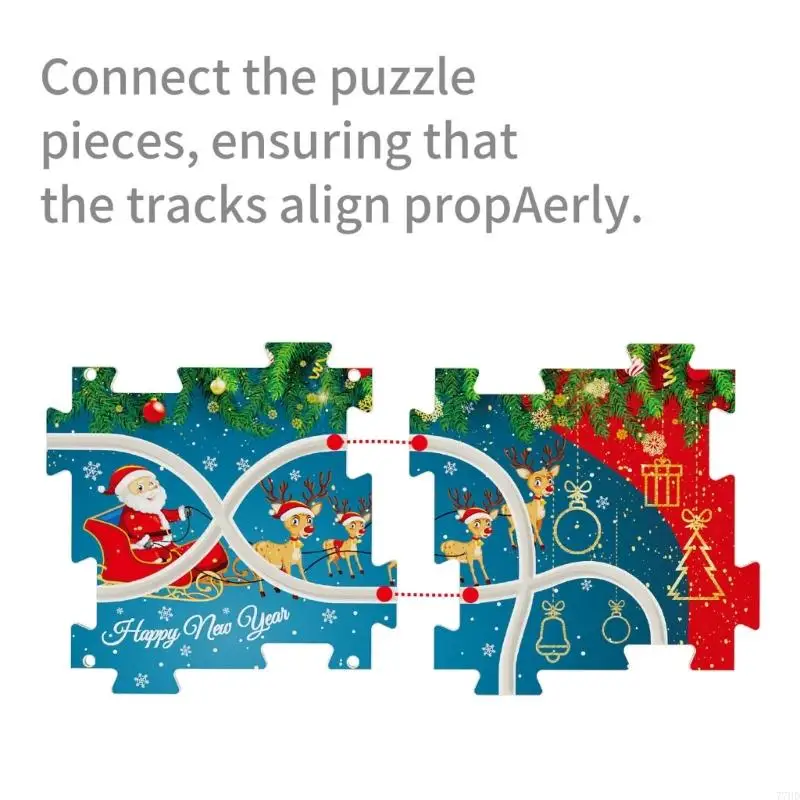 77HD Electric Train Christmas Puzzle Track Vehicle Playset for Toddlers Fun Learning Toy Interactive Puzzle Track Game
