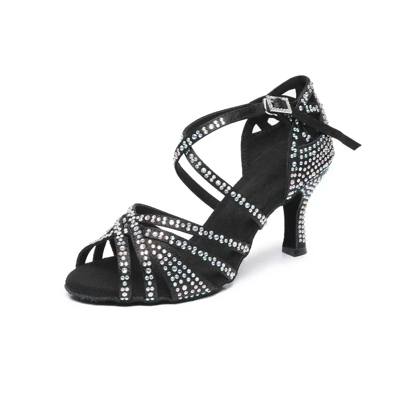 Lateinamerikanische Tanzschuhe für Damen, Ballroom-Tanzschuhe für Erwachsene, mit Diamantbesatz, weiche Sohle, rutschfest, für den Innen- und Außenbereich. – Detail 6