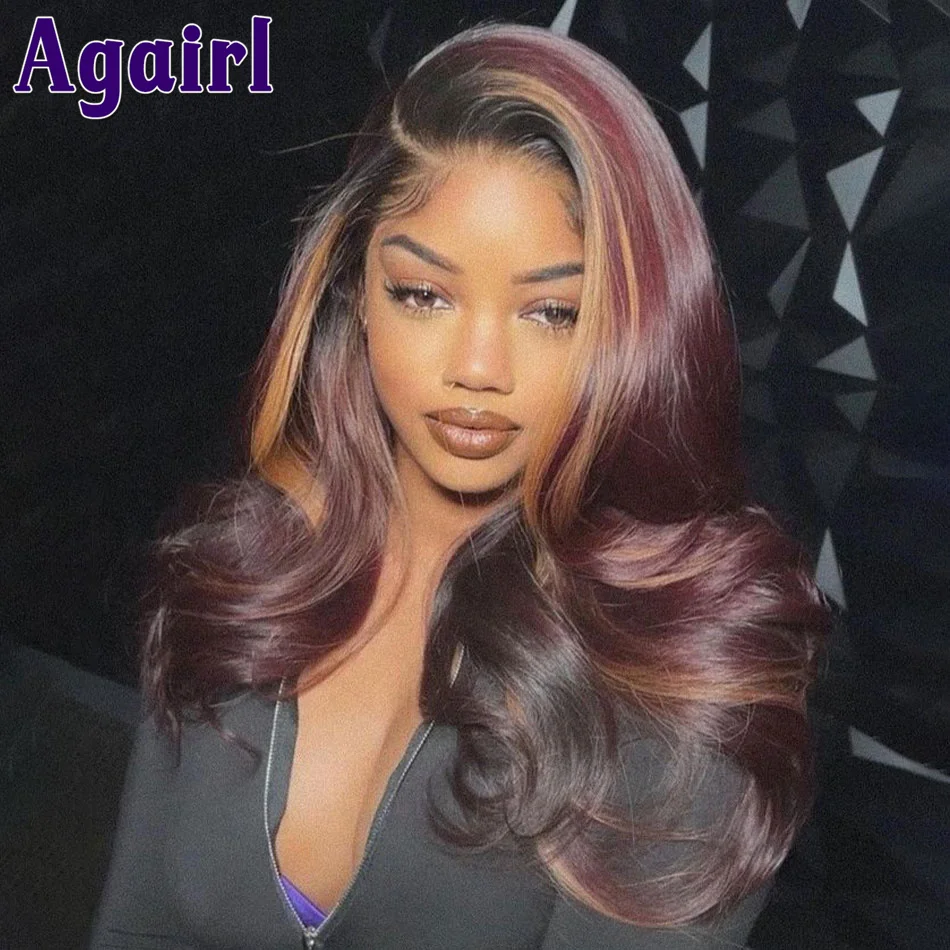 Multi Color Dark Red Blonde Highlight Body Wave Front Wig Ready Go 13x4 13X6 Lace Frontal Wig 4X6 Lace Closure Human Hair Wigs