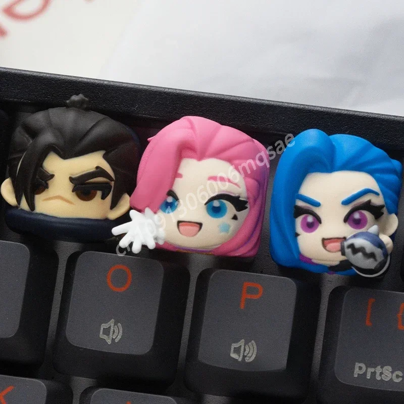 LOL Series Gaming Character Keycap Resin 3D Handmade Yasuo/Seraphine/Jinx/Yuumi/Sword Demon Mechanical Keyboard Keycap MX Switch