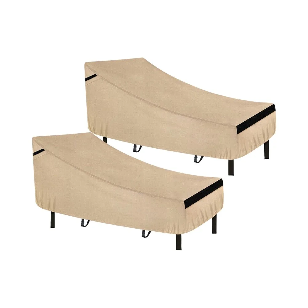 Chaise Lounge Cover 2 Pack 210D Waterproof Outdoor Chair Cover with Air Vents for 68L x 30W x 30H inch and 76L x 32W x 32H inch