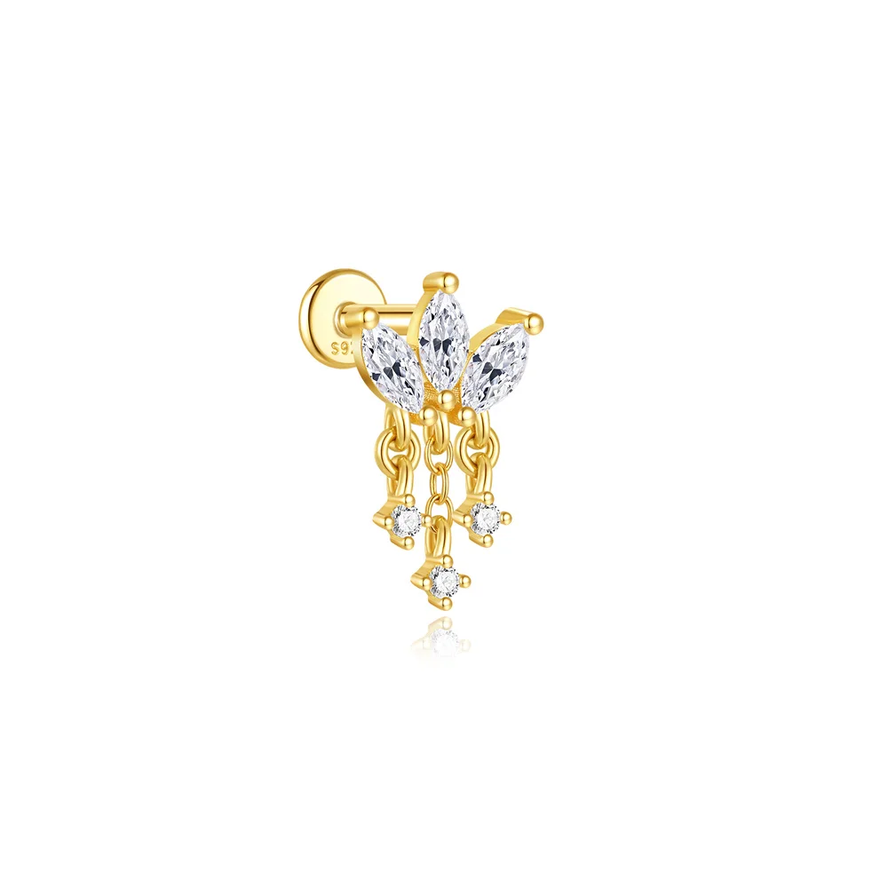 CANNER 1 ST 925 Sterling Zilver Achtpuntige Ster CZ Piercing Oorbel Voor Vrouwen Ins Kwastje Ketting Stud oorbel Party Fijne Sieraden