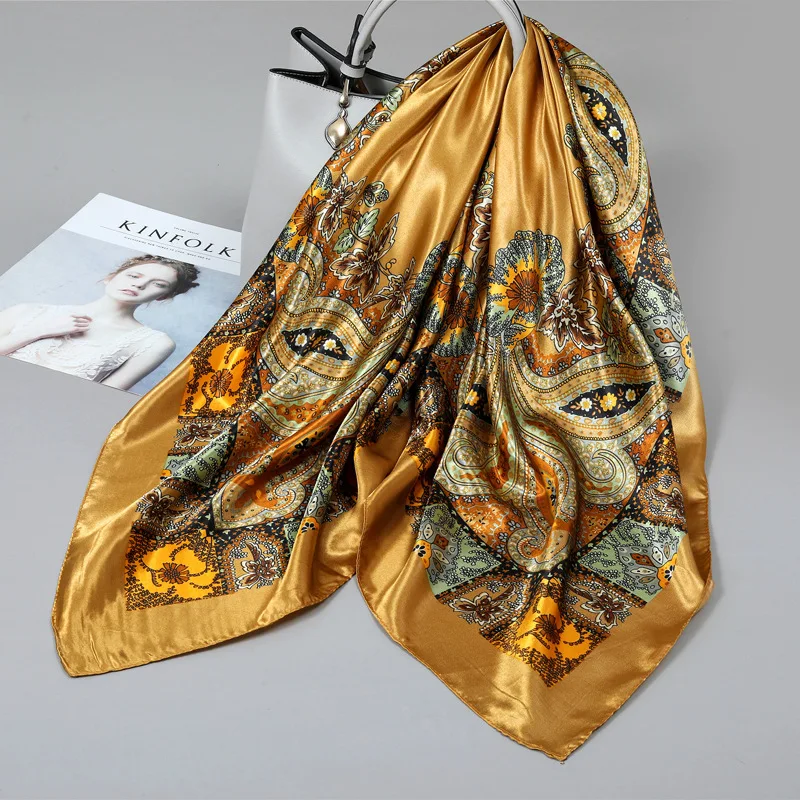 

90 Large Square Silk Scarf for Women 2025 New Spring and Summer High-End Korean Style Versatile Thin Scarf Shawl