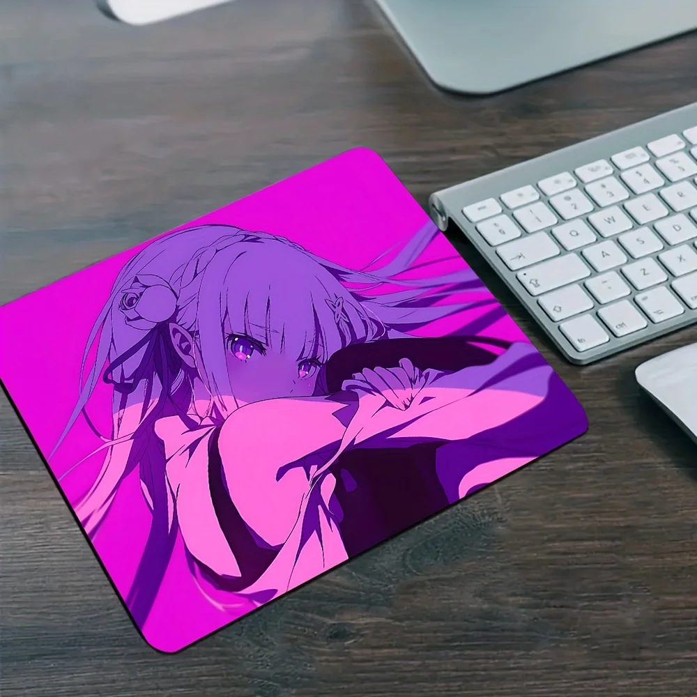 Neon Pink Anime Girl Gaming Mouse Pad, Small Non-Slip Desk Mat, Durable & Water-Resistant for Gamers, Office & Home