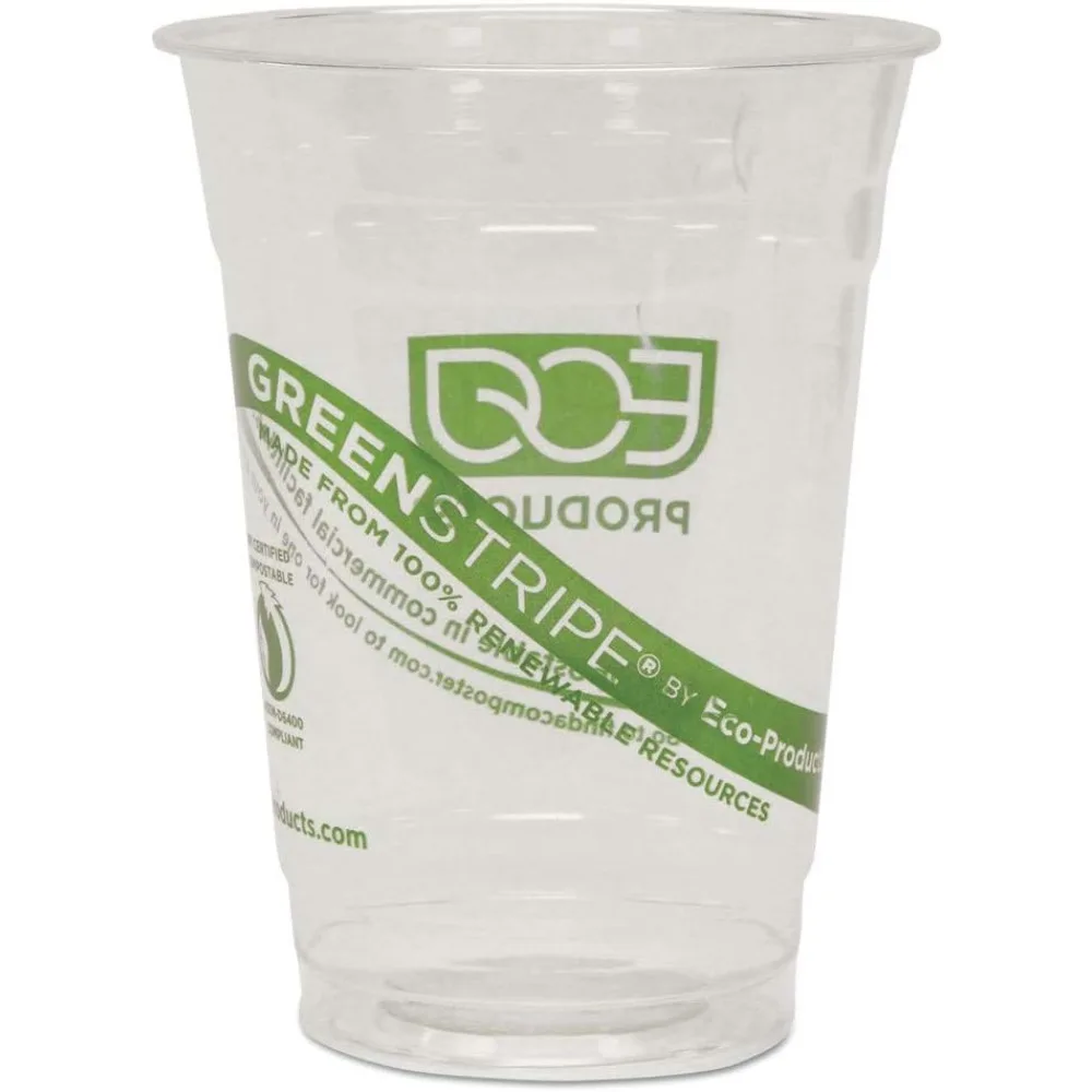 

GreenStripe Cold Cups, 16 Oz, Clear/Green Stripe, 50 Cups Per Pack, Set Of 20 Packs