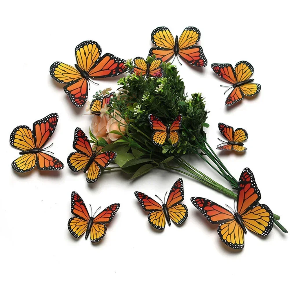 24 Pieces Monarch Butterfly Decorations For Home, Craft, Party And Room Butterfly Design Decal Art Stickers Room Home Decor