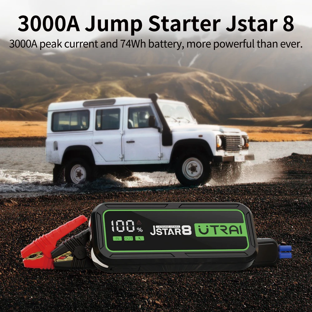 UTRAI 3000A Jump Starter Car Power Bank Portable Charger Starting Device For 8.0L/6.0L Emergency Car Battery Jump Starter