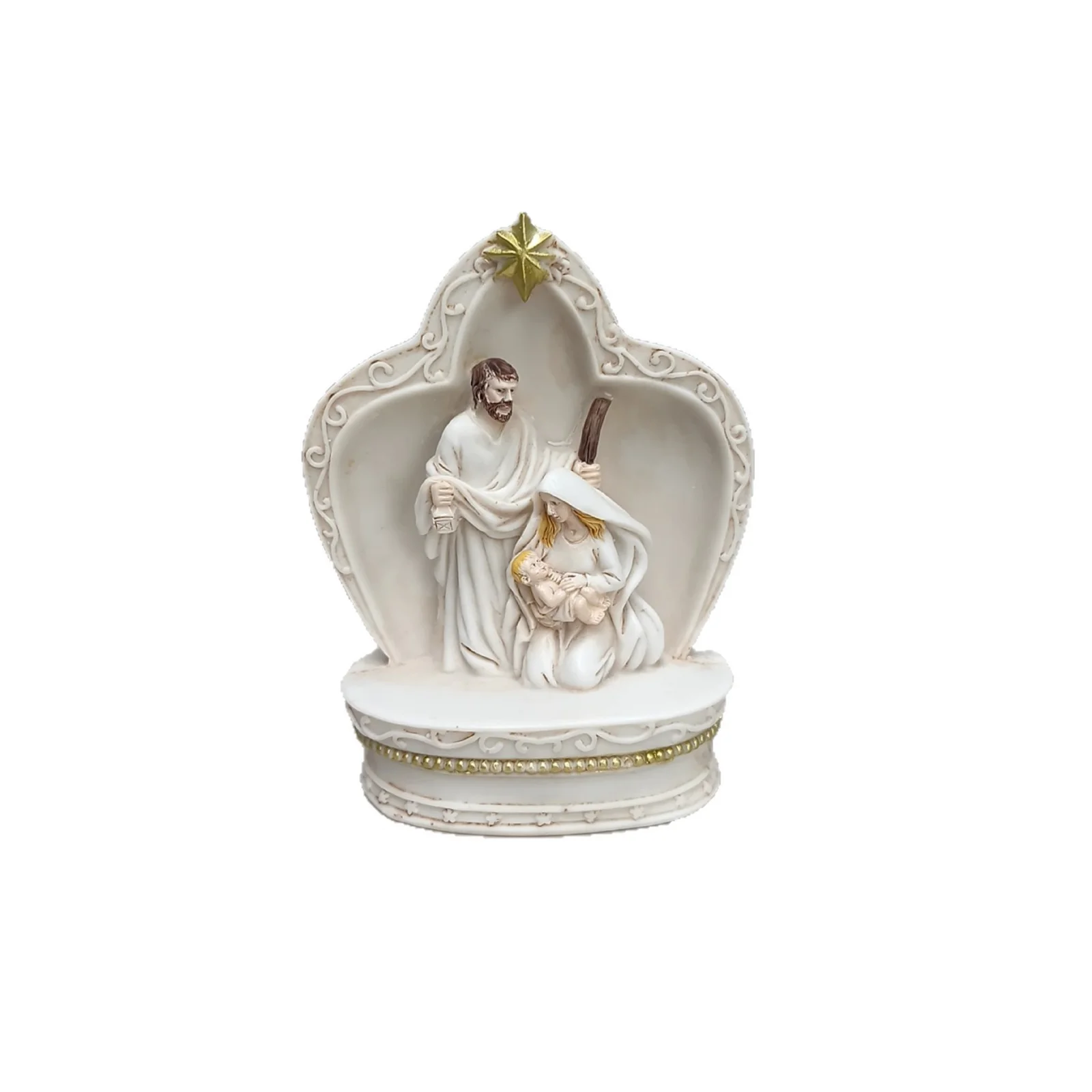 Resin Holy Family Nativity Scene Figurine Christmas Decoration Religious Jesus Birth Statue Home Tabletop Ornament Gift