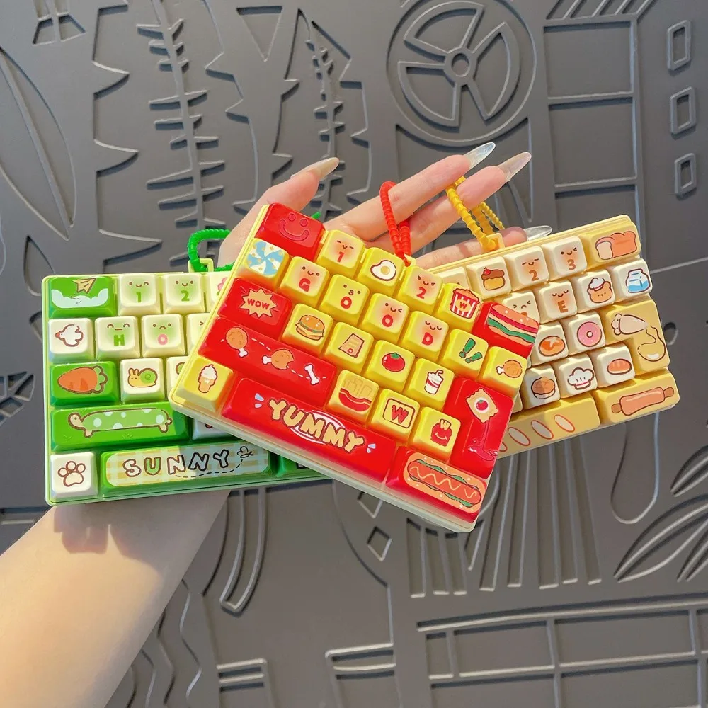 Food Burger Hot Dog Stress ReliefKnock Stress Relief 26Key Keyboard Keychain Pendant Couple Bag Charm Toy Cosplay Vocaloid Anime