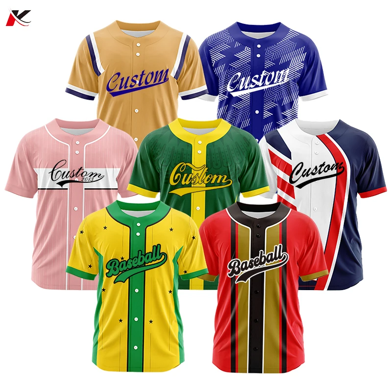 

Custom Button Baseball Jerseys Spirit Sublimation Printed Name Number Logo Uniforms Hip Hop Sports T-Shirt Men/Women/Kids ZB3931