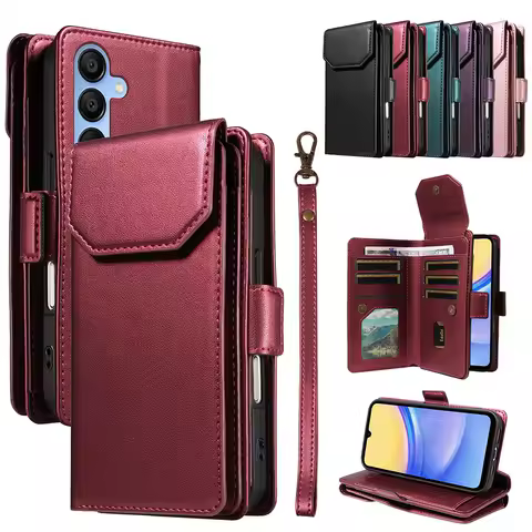 Doka Multi-Card Slots Case For Samsung Galaxy S10 S20 S21 S22 S23 S24 S25 Plus Note 20 Ultra Wallet Leather Phone Cover Lanyard