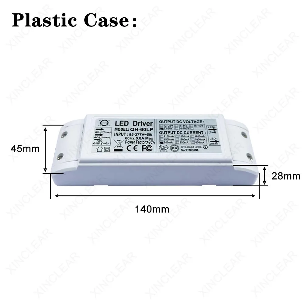 LED Driver DC18-30V 18-39V 36-65V 54-96V 2100mA 1800mA 1500mA 900mA 600mA Lighting Transformers 40W 45W 48W 50W 60W Power Supply