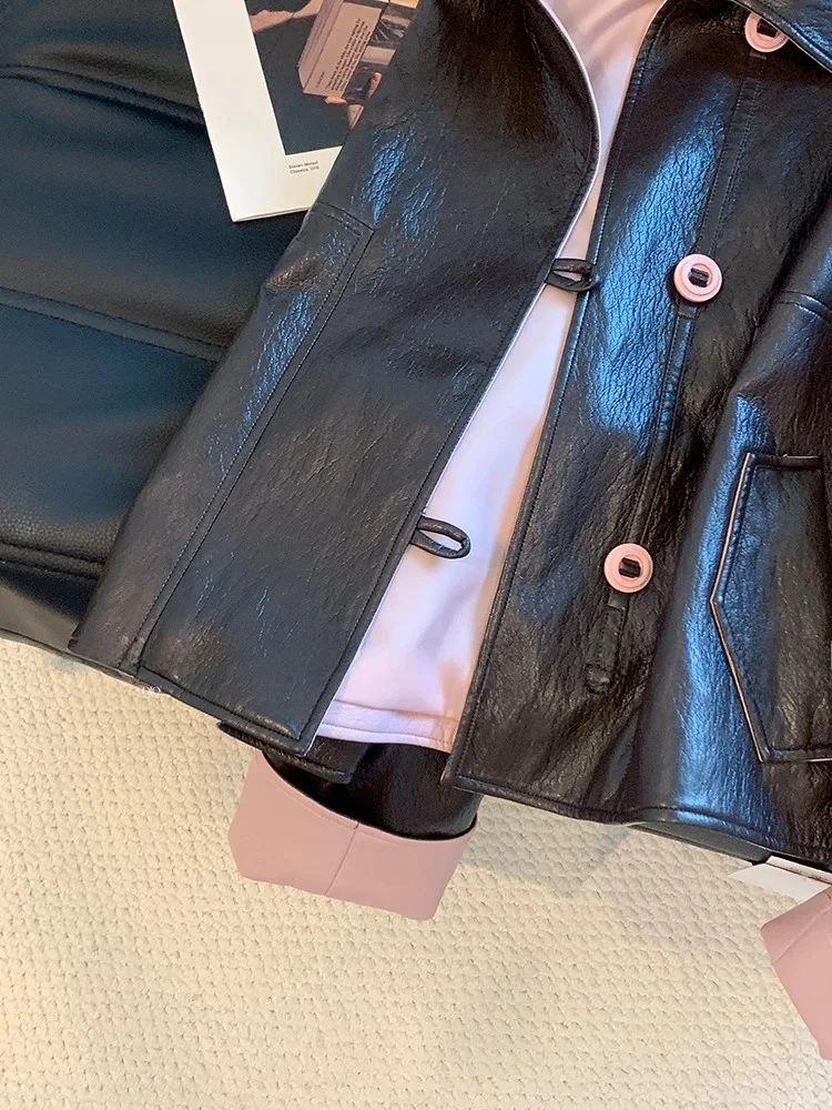 アメリカンレトロ スプライシング カラーブロウ レディース カジュアル ロングスリーブ ジャケット 秋デザイン スリムレザー イルト 多用途 ファッショナブル