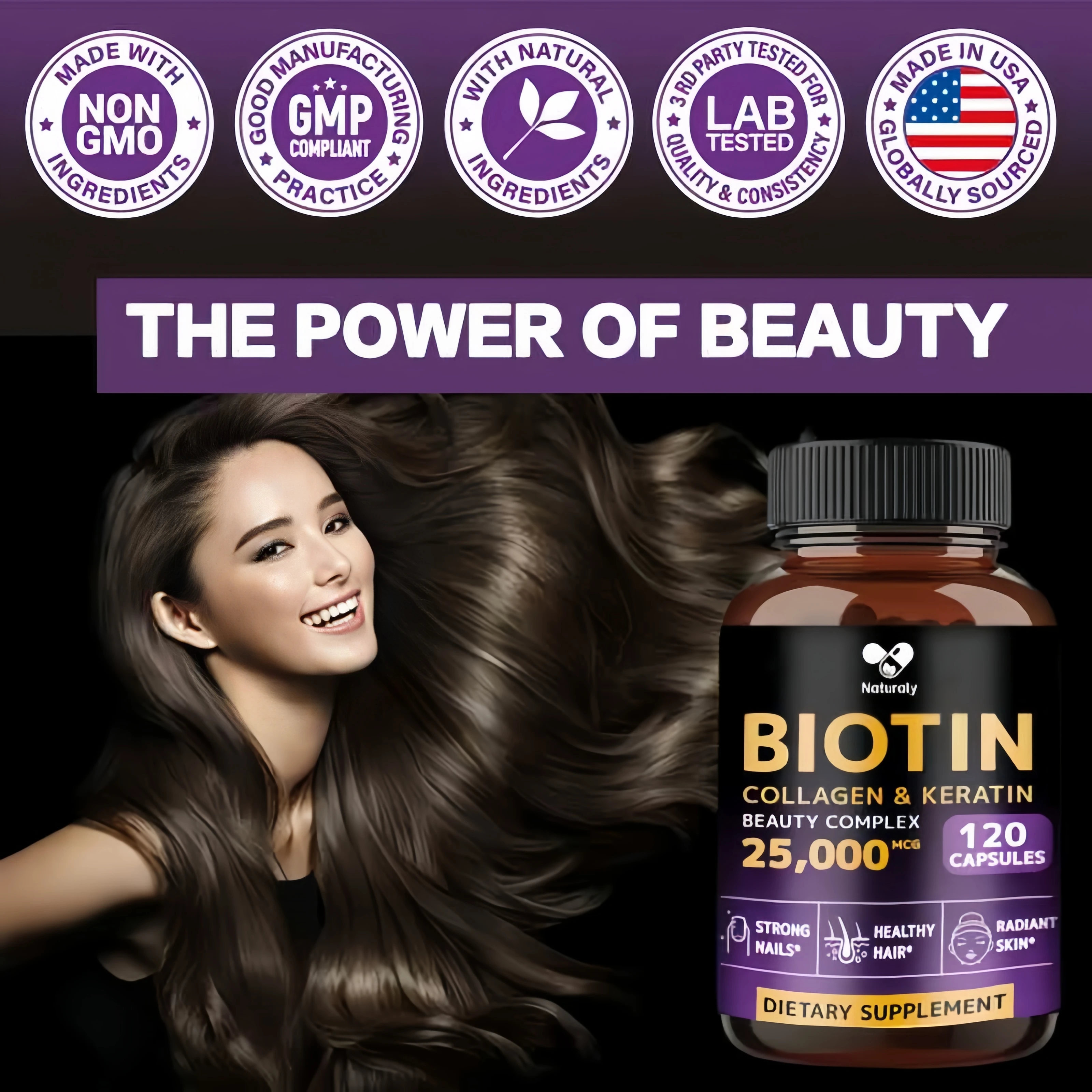 Biotin Softgels - Vitamin Supplement To Support Energy Metabolism and Healthy Hair, Skin and Nails, 25,000 Mcg, Fast Release