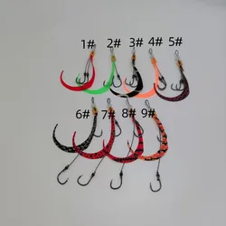 50PCS Silicone Skirt Jig Replacement Twin Hook Slider Rig Spare Hooks Assist Hook Trailer Lure Octopus Mimicking Set Size #13