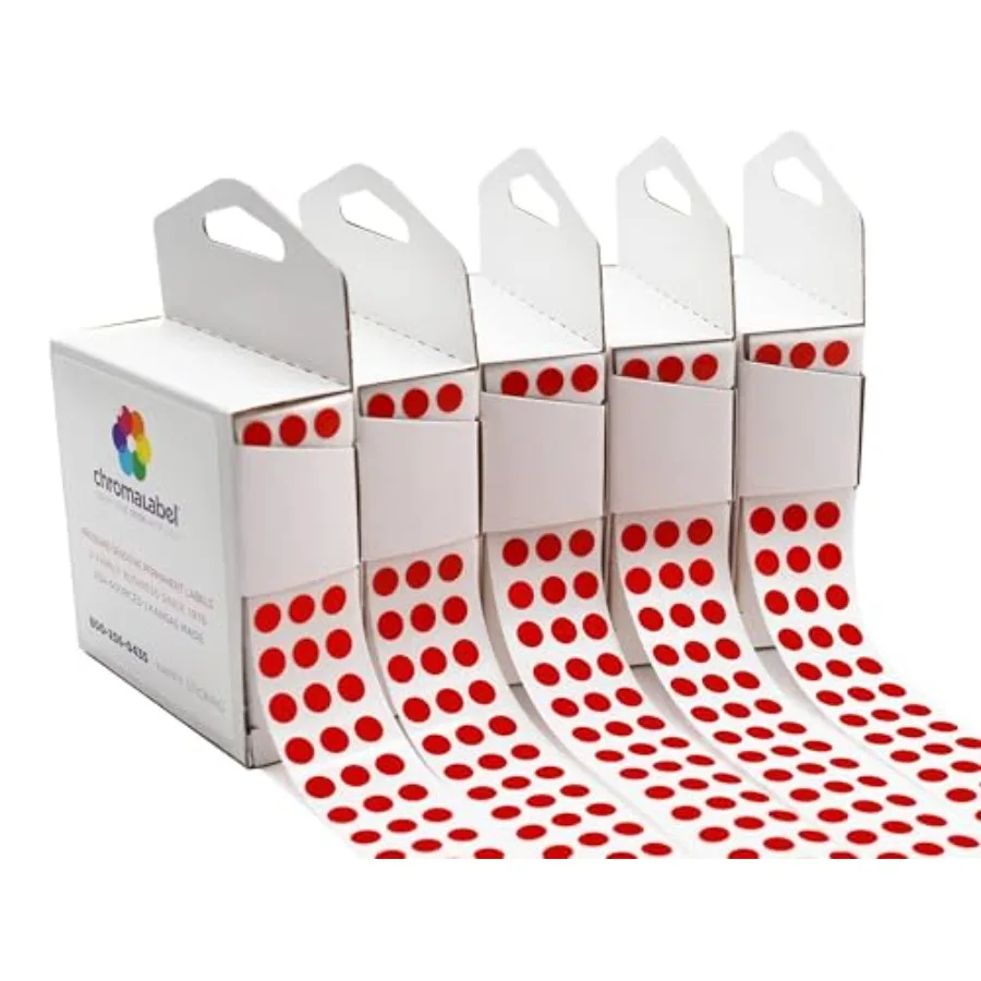 

0.25 Inch Standard Permanent Adhesive Color Code Dot Label Kit 1000 Stickers per Dispenser Box Case of 5