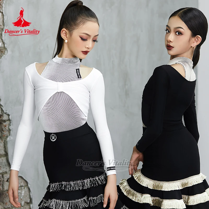 ملابس تدريب لاتينية للأطفال ملابس بناتي احترافية سامبا تشاتشا + تنورة + ملابس خارجية ممارسة 3 قطع مجموعات حيوية الراقصة #1