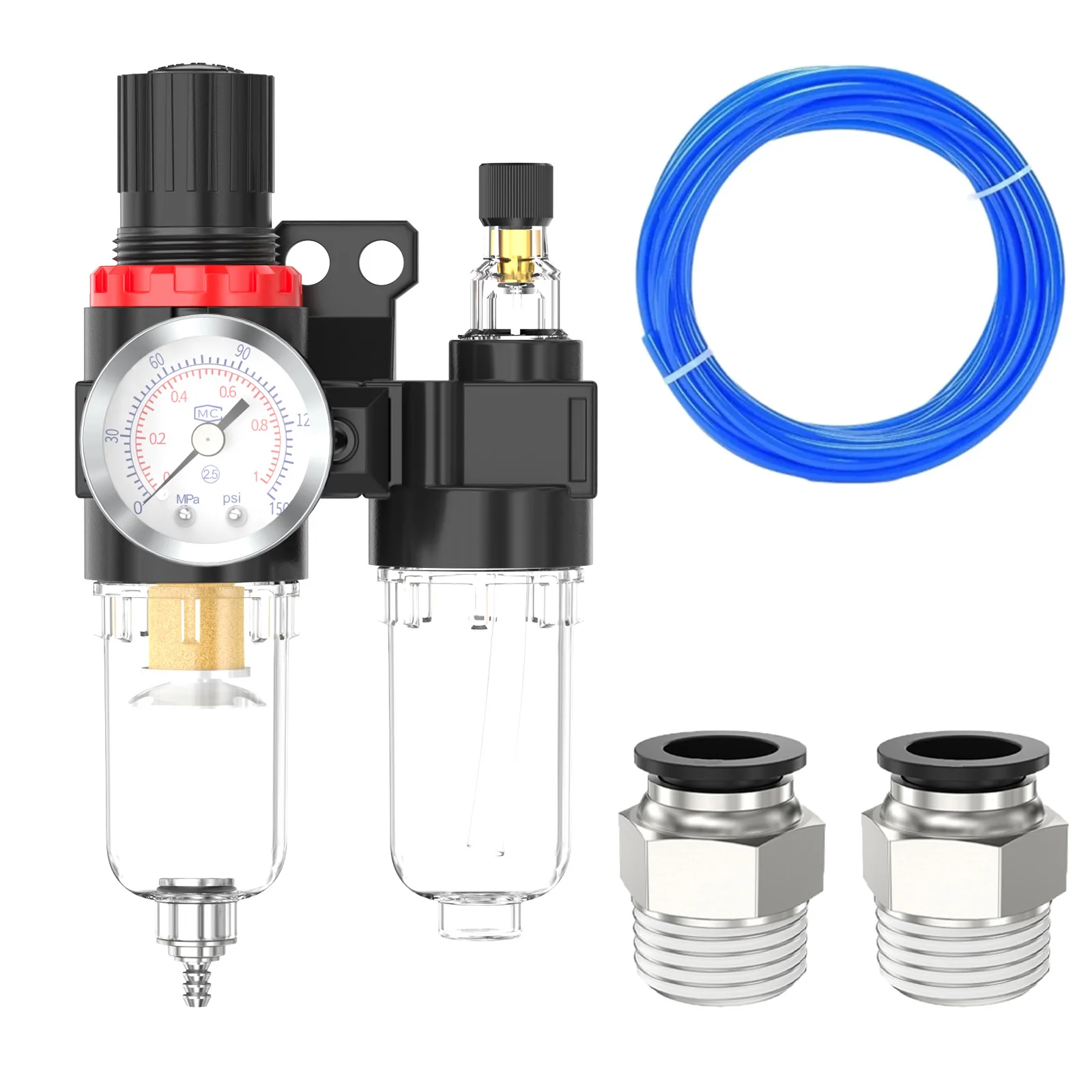 

Пневматический 1/4 "AFC2000 воздушный фильтр, комплект регулятора давления, компрессорный фильтр с синей воздушной трубкой PU8x5 10 м