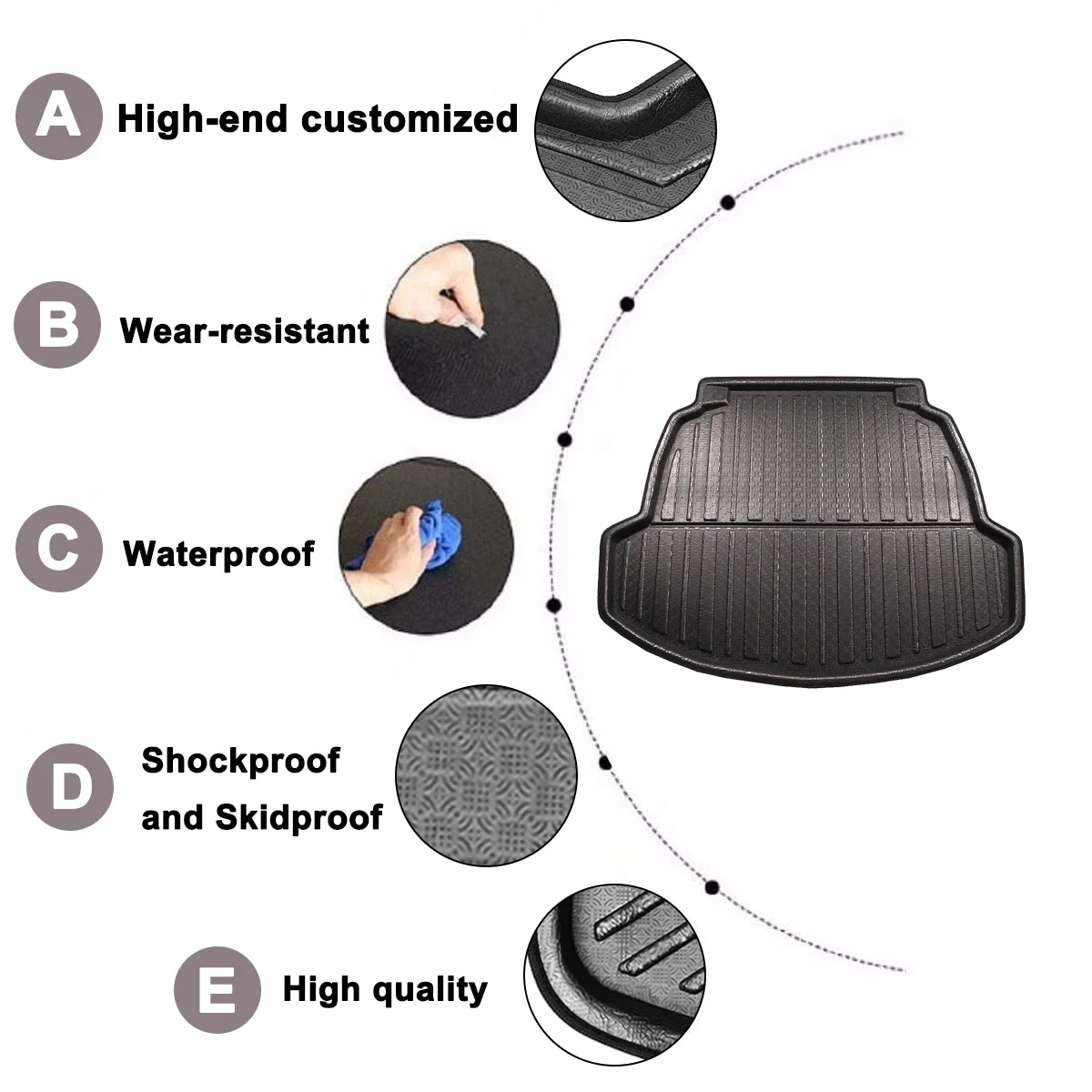 Car Floor Mats Rear Trunk Boot Mat Waterproof Carpet Anti Mud Tray Cargo Liner For TOYOTA COROLLA 2019 2020