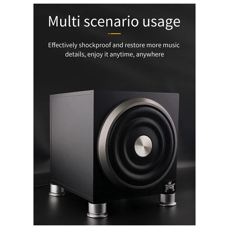 アルミニウム合金オーディオアンプショックアブソーバーフットスタッド、スピーカー用実用フットパッド、CDフットホルダー、新品、4個